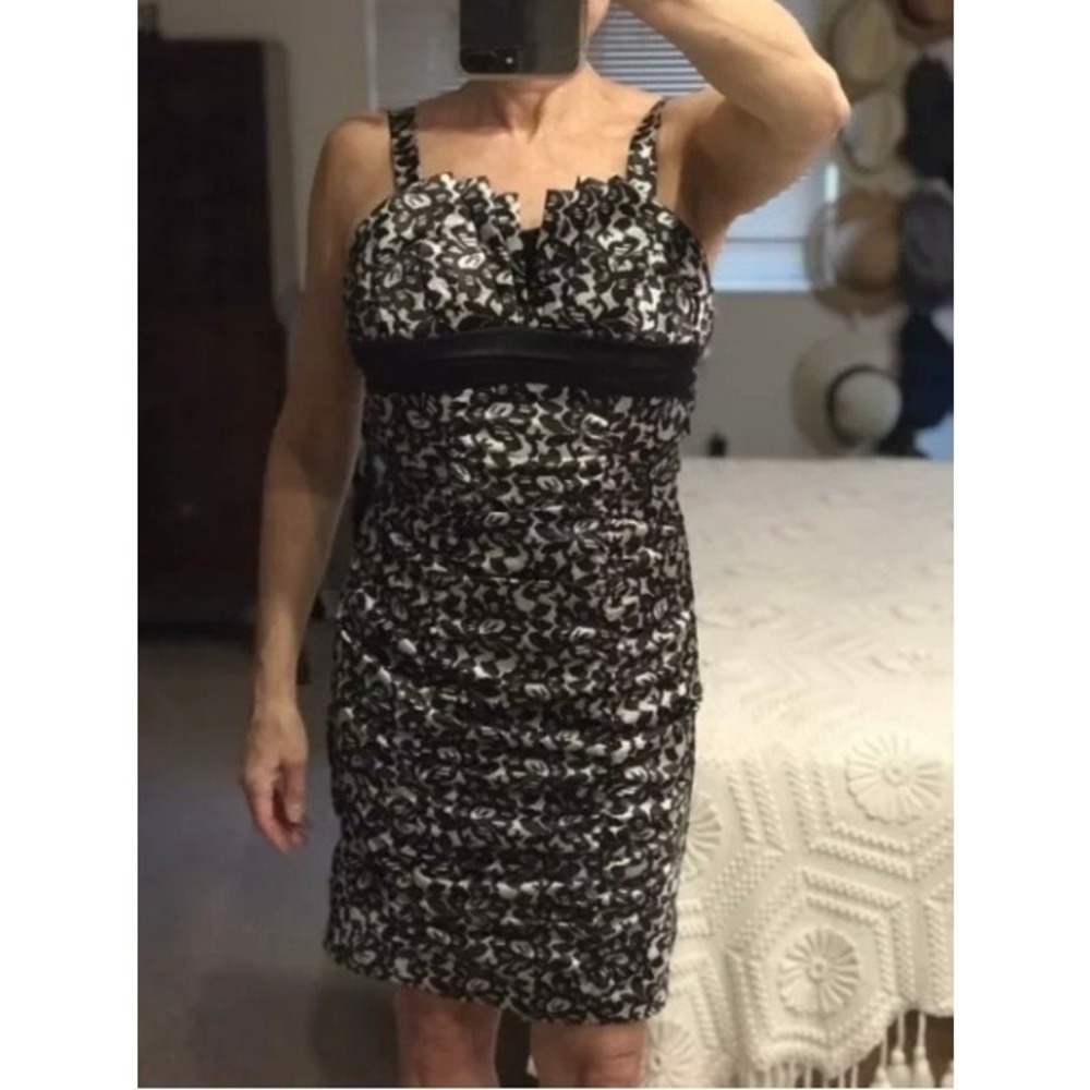 Cocktail Body Con Dress Ruby Rox Black & White Sz 5 Vintage Chic Mint Condition
